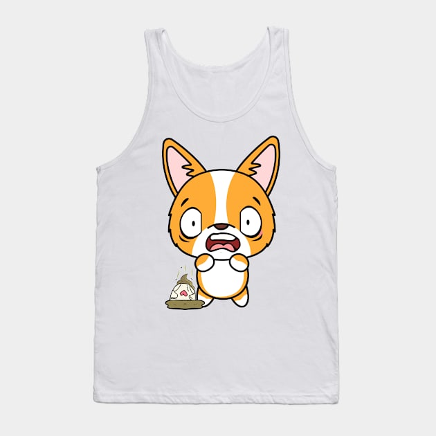 Funny corgi steps on a dirty diaper Tank Top by Pet Station